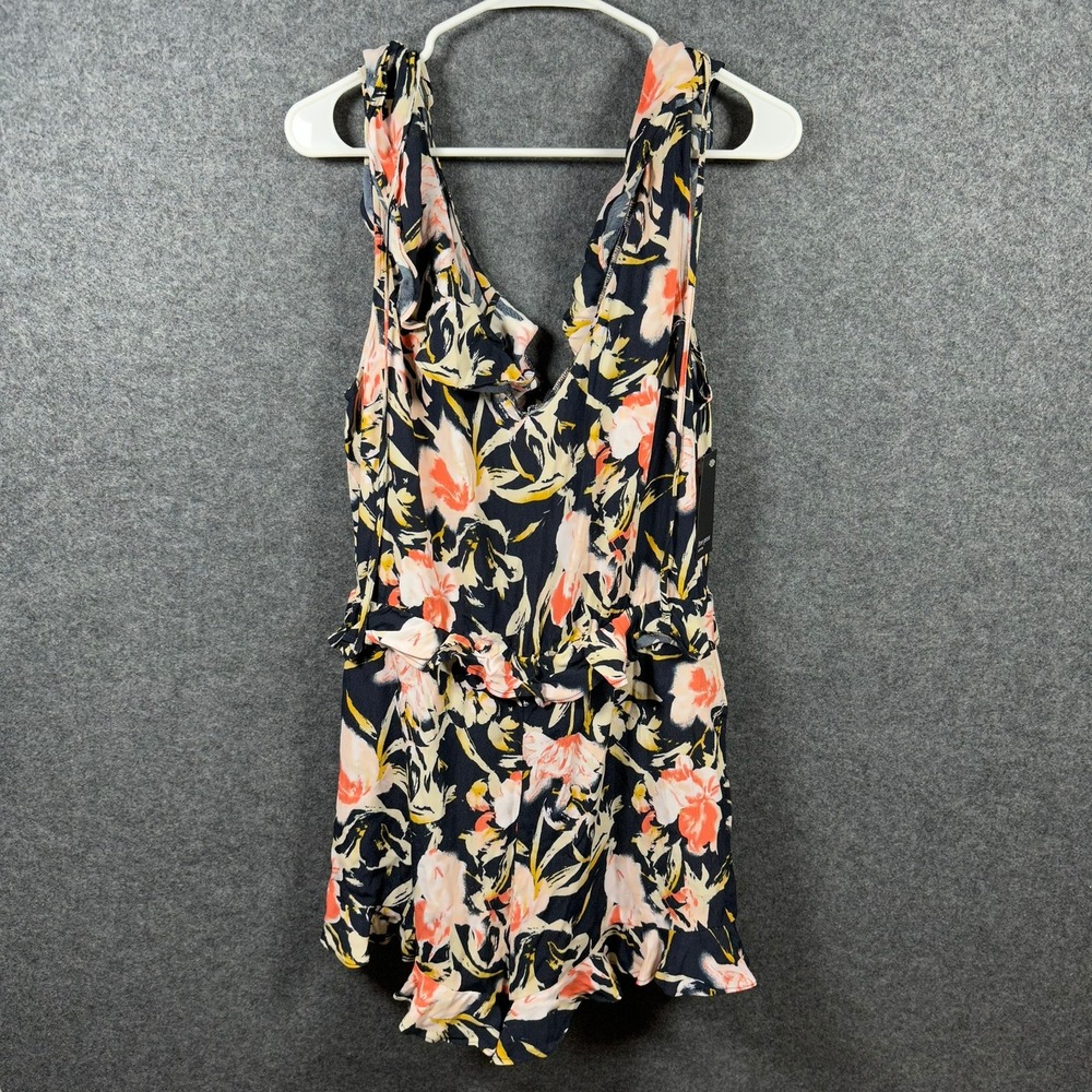 Free Press Womens‎ Navy Night Boho Floral Romper with pockets New L